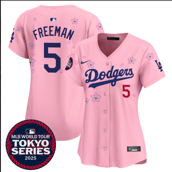 Women Los Angeles Dodgers #5 Freeman Tokyo Series 2025 pink Limited Stitched Jersey